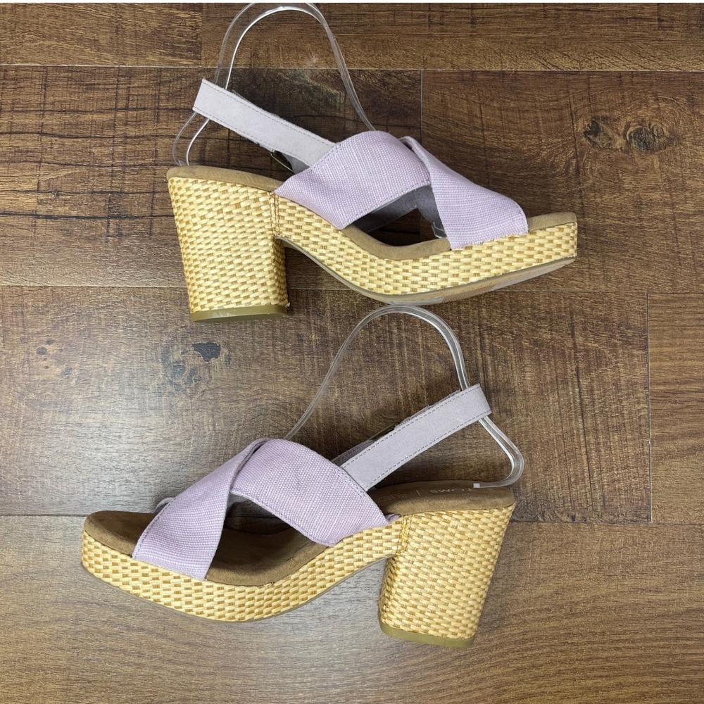 Toms - Ibiza Platform Heel Burnished Lilac‎ Heritage Canvas - Size 9 - Picture 3 of 17